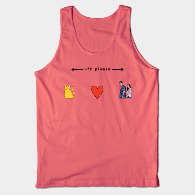 Distracted Boyfriend Meme Social Distancing Cat Tank Top by ellenhenryart